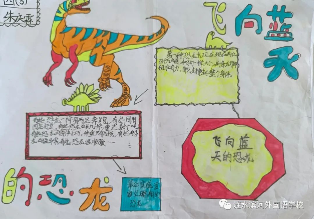 小学生飞向蓝天的恐龙思维导图作品