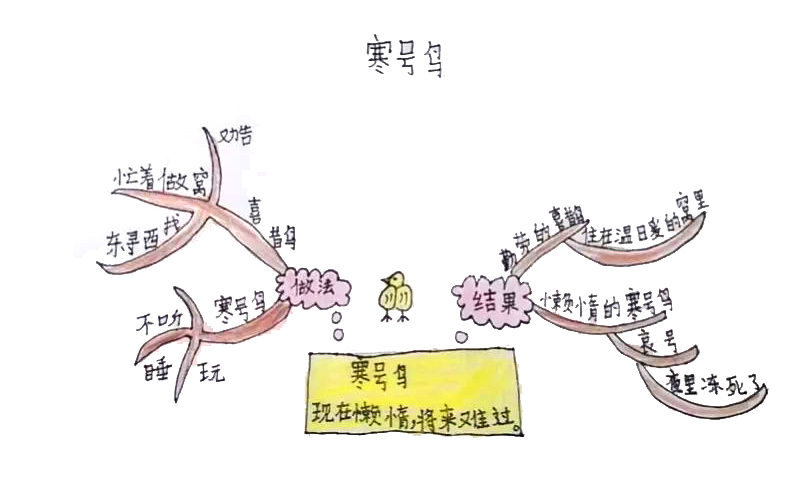 小学生寓言故事寒号鸟思维导图作品