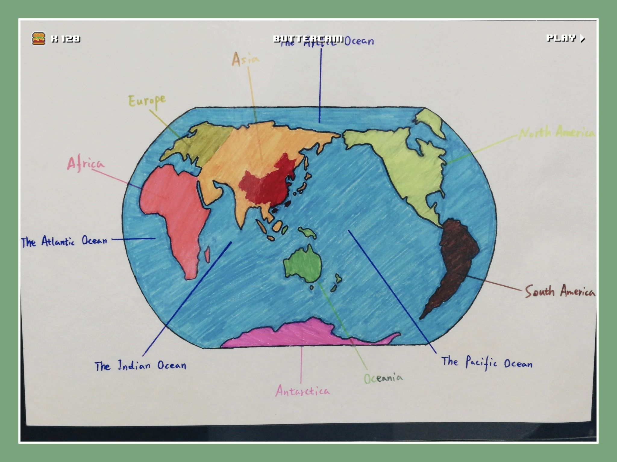 世界地图英语单词思维导图