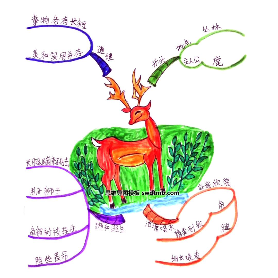 三年级语文《鹿角和鹿腿》思维导图