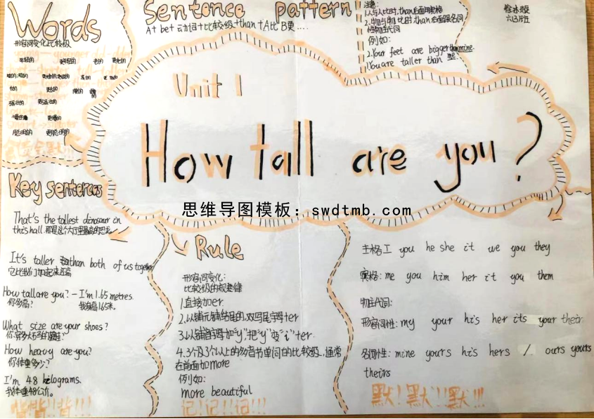 How tall are you？六年级英语思维导图