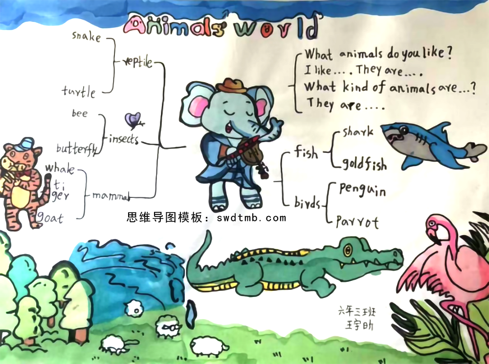六年级思维导图之  “Animal World”专辑1