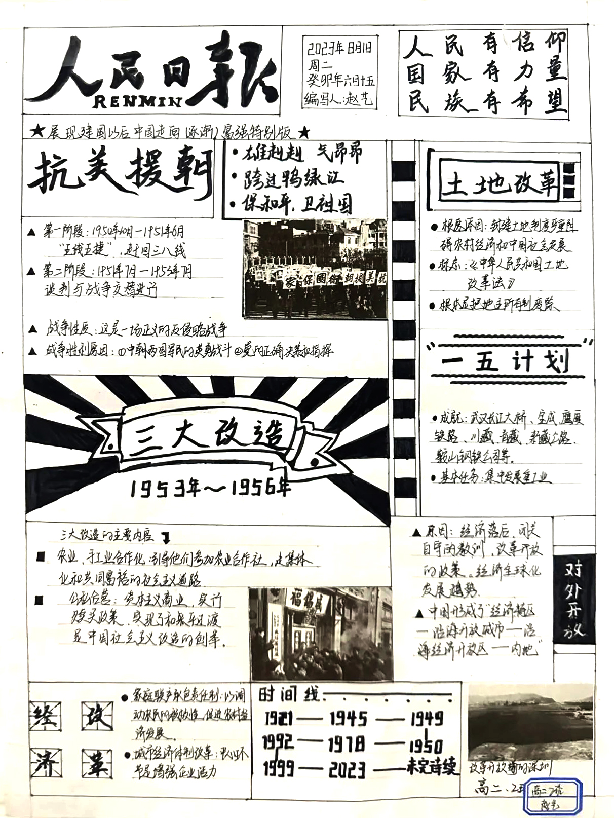 1953-1956三大改造 高二历史思维导图