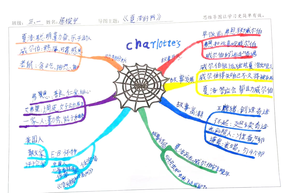 三年级《夏洛的网》结构梳理思维导图精选-第2张