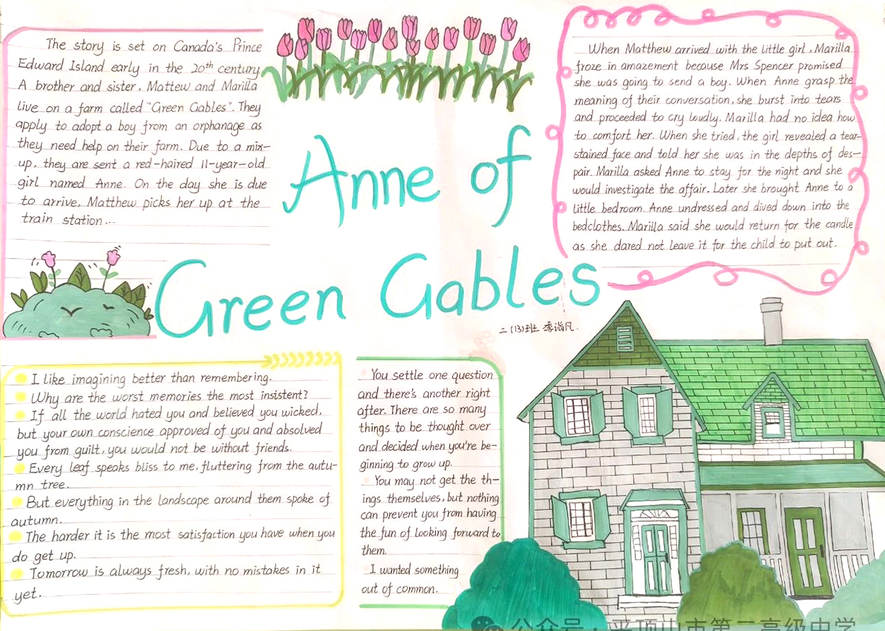 英文版名著《绿山墙的安妮》Anne of Green Gables阅读思维导图-第1张